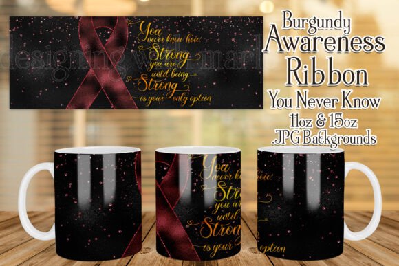 Burgundy Awareness Ribbon Mug Design