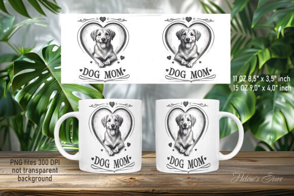 Dog Mom Heart Sketch Mug Wrap