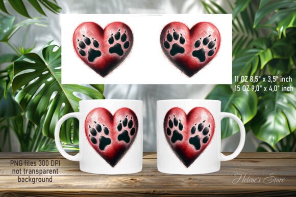 Dog Paw Heart Sketch Mug Wrap