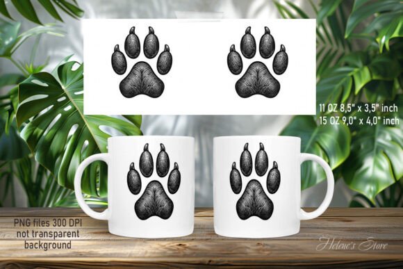 Dog Paw Pattern Mug Wrap Sublimation