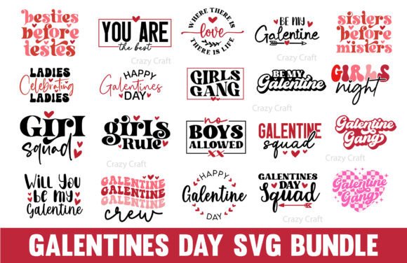 Galentines Day SVG Bundle, Girls Gang