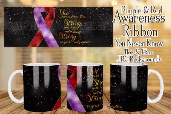 Purple Red Awareness Ribbon Mug Design