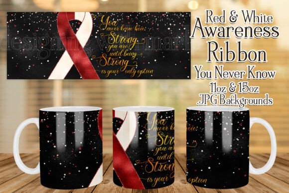 Red White Awareness Ribbon Mug Design