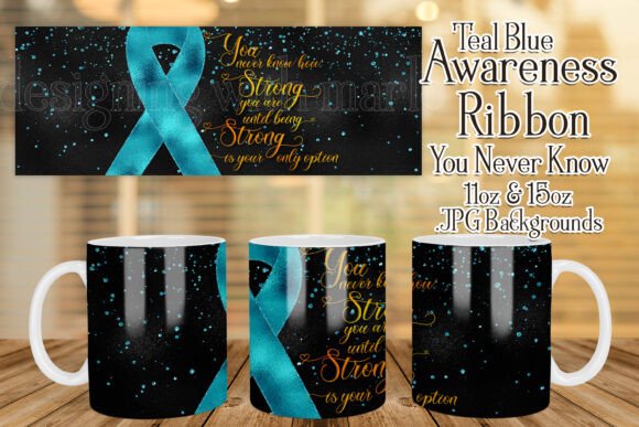 Teal Awareness Ribbon Mug Design