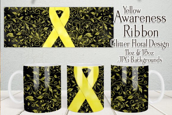 Yellow Awareness Ribbon Mug Designs